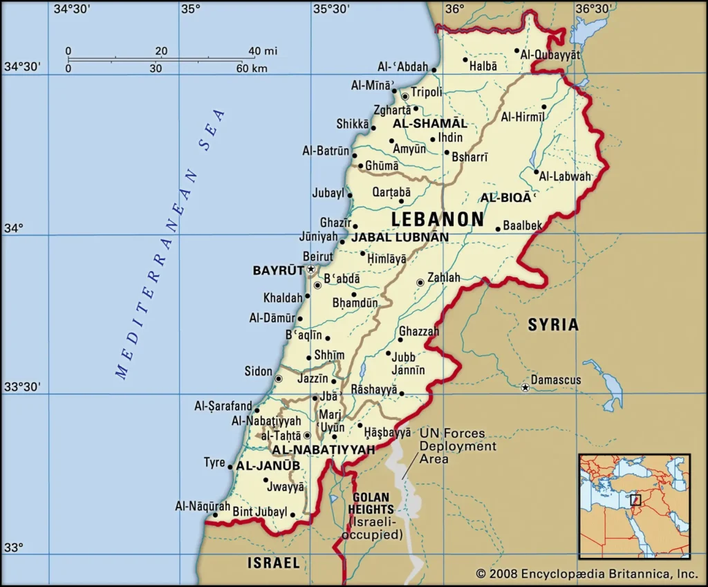 Location of Lebanon